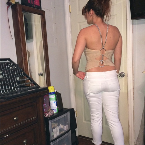 Nude club top with chain detail - Picture 2 of 3