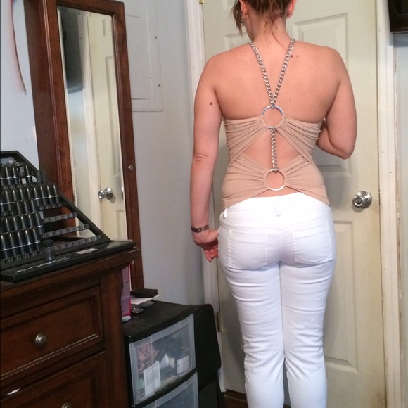 Nude club top with chain detail - Picture 3 of 3