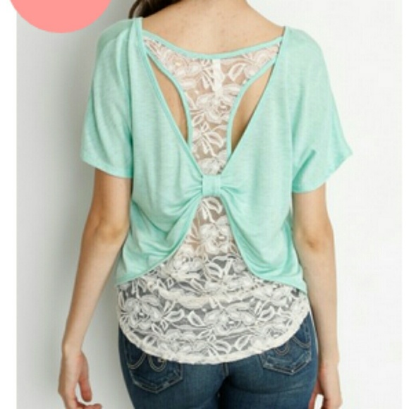 Peekaboo lace & Bow Detail top