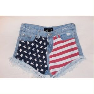 American Flag High Waisted Shorts