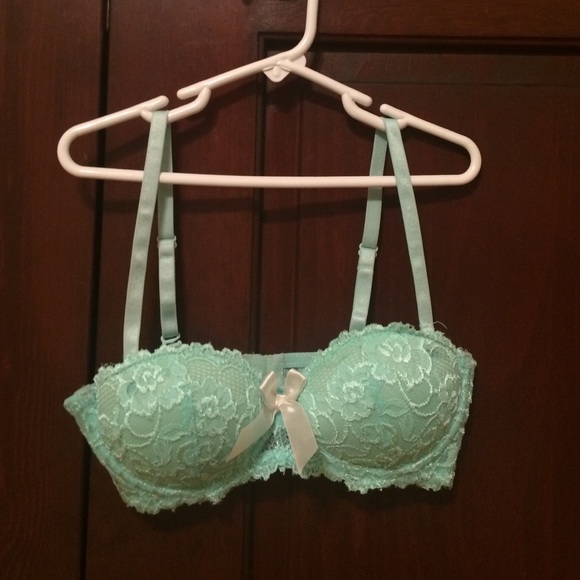 Forever21 lace mint turquoise bow sexy push up bra