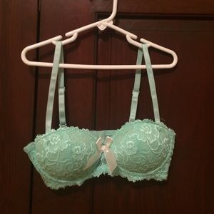 Forever21 lace mint turquoise bow sexy push up bra