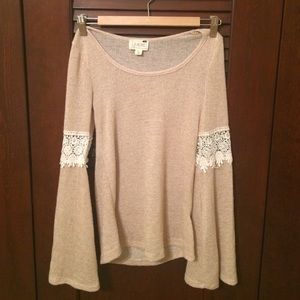 La hearts Pacsun bell flare sleeve cream sweater