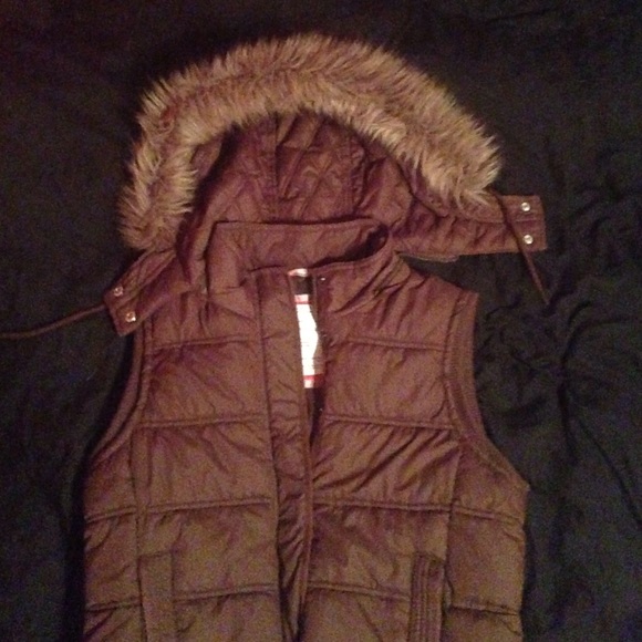 Down Vest with fur hood