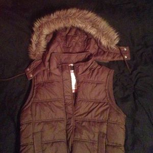 Down Vest with fur hood