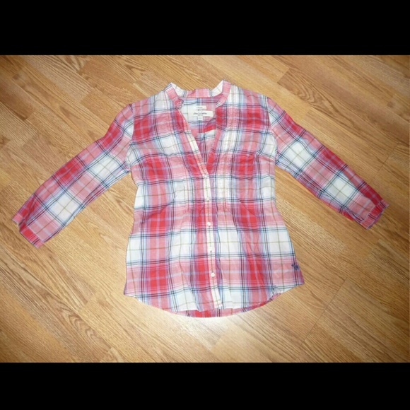 Abercrombie & Fitch plaid button down shirt red xs
