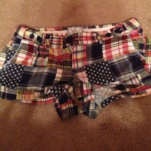 AE patchwork and plaid cotton shorts