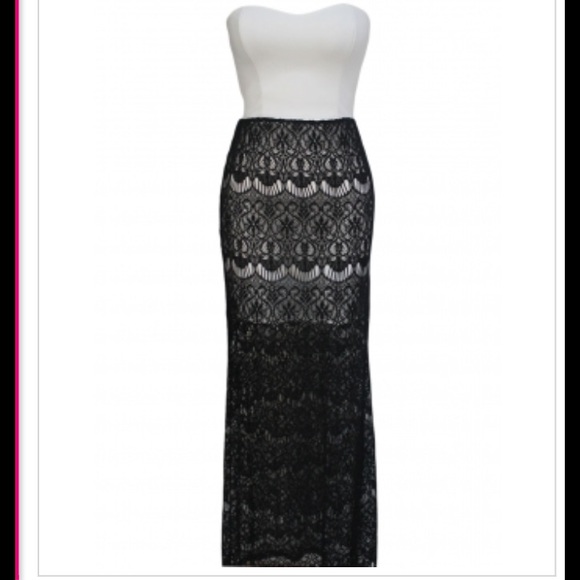 White and black lace dress skirt set small NWOT - Picture 2 of 2