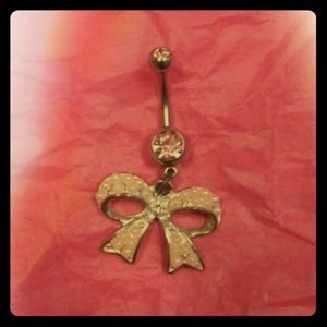 Flirty pearl bow belly button ring!