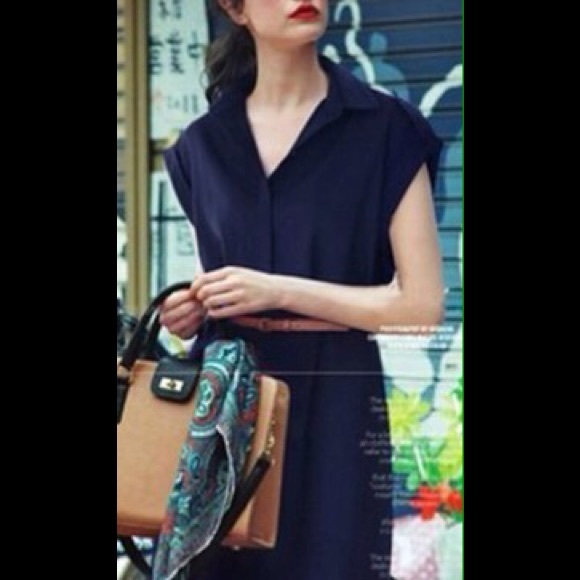 NWT Navy blue chiffon shirt dress