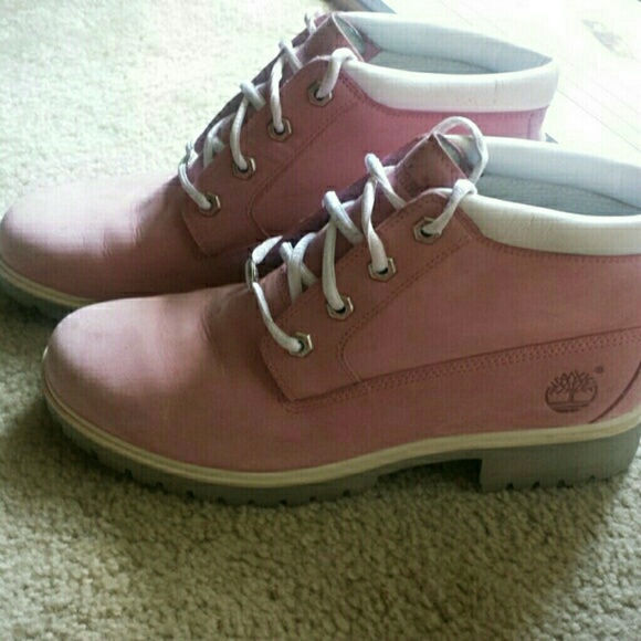 Pink and gray timberlands
