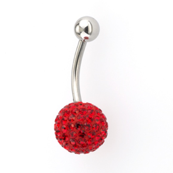 ❣Red Swarovski elements belly ring❣