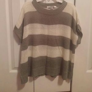 Green and white knit sweater