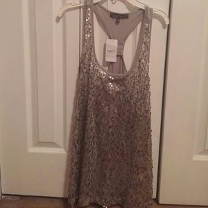 Grey sequin tank top NWT