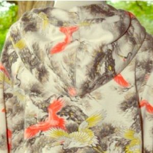 Lucky Brand oriental crane hoodie sweatshirt S