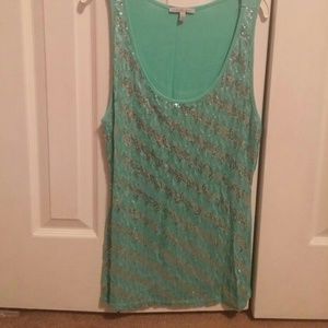 Blue and silver squin top