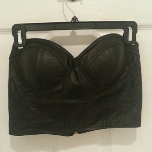 black foe leather top