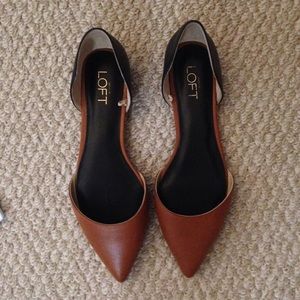 LOFT brown and black leather flats size 8