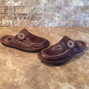 Born Brown Leather Slides