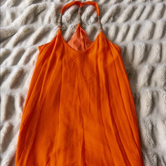 Fun, sexy mini dress in Orange Silk - Picture 1 of 3