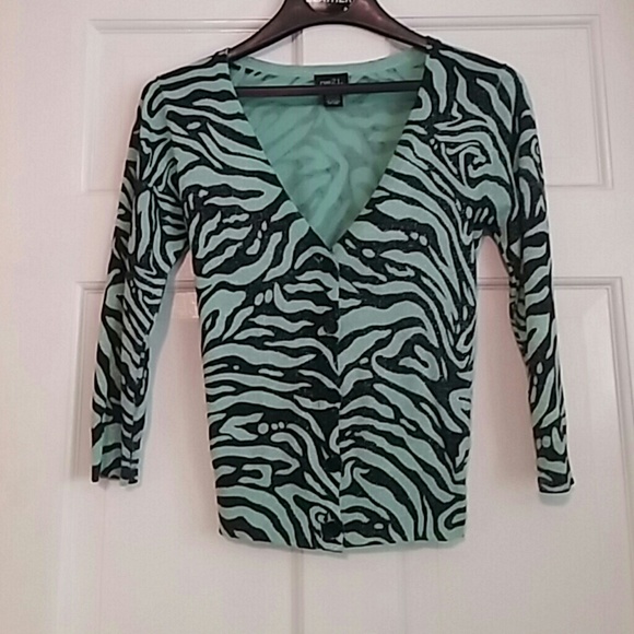 Rue21 Metallic Mint & Charcoal Cardigan Sweater
