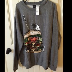 NWT PacSun Rook Burger Skull Crewneck XL
