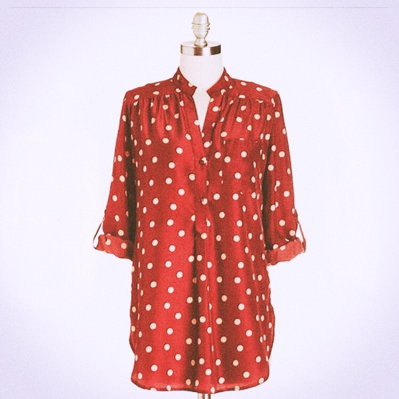 ModCloth Tops - ModCloth Fun2Fun polka dot satin tunic Medium ModCloth Tops - ModCloth Fun2Fun polka dot satin tunic Medium