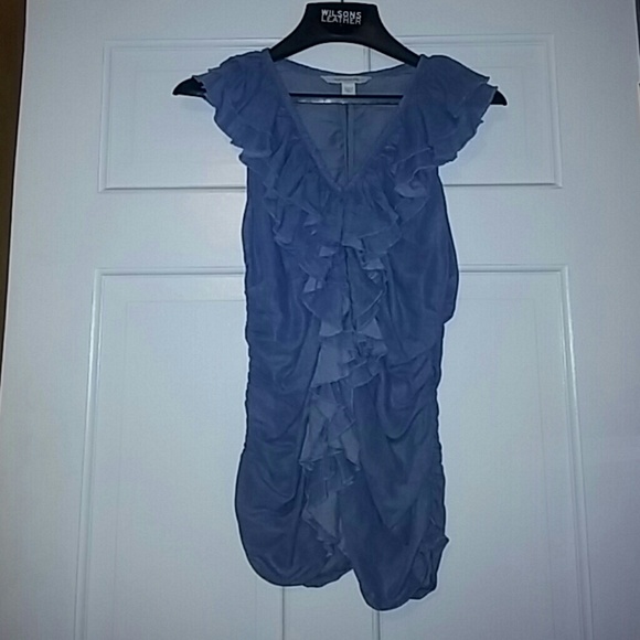 Boston Proper Ruffle Sleeveless Denim Top
