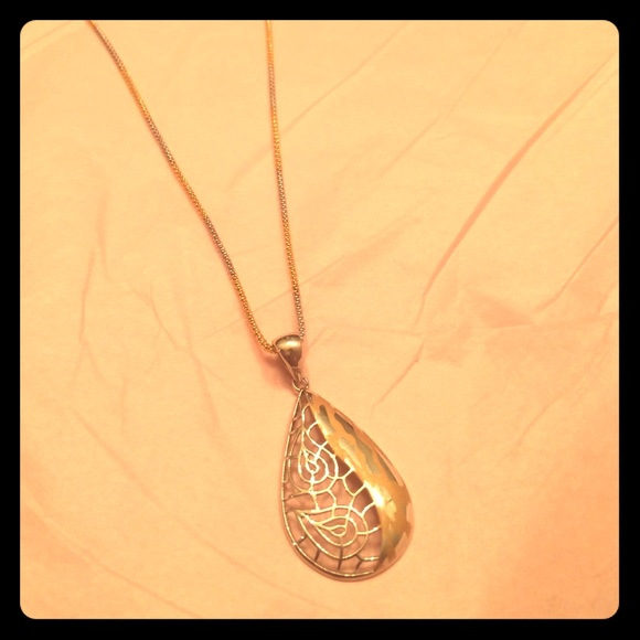 18k Italian white & gold chain, animal print charm