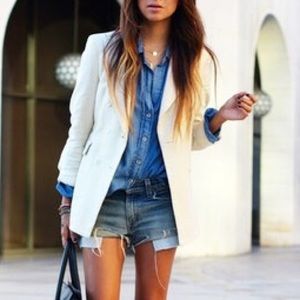 White Single Button Blazer