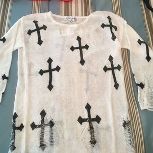 Black and white cross print shirt