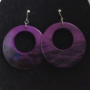 Purple and black loop earrings.