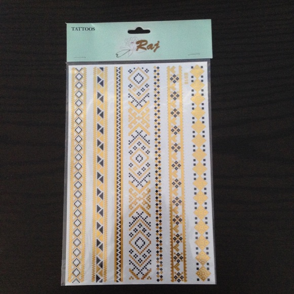 gold and navy temporary tattoos