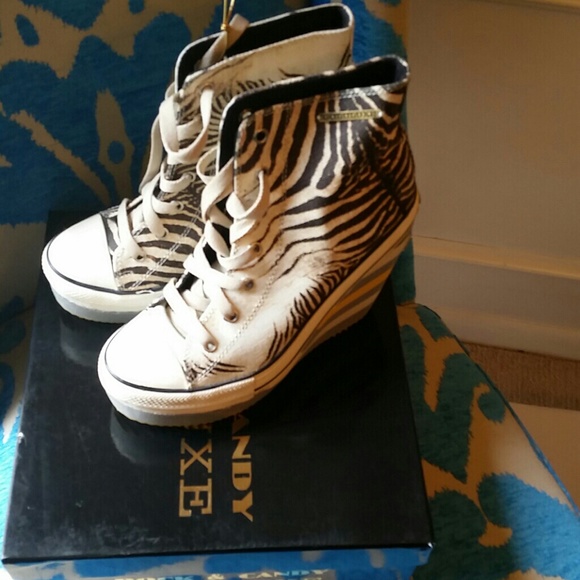 Zebra Wedge Tennis Shoes
