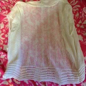 White knit short sleeve cardigan