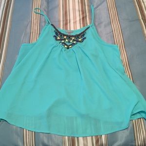 Turquoise embellished tank