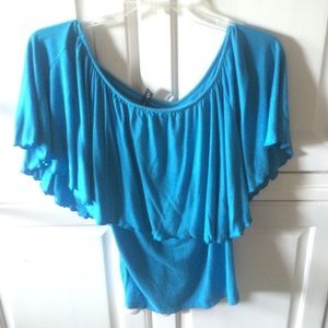 blue layered top. great for spring