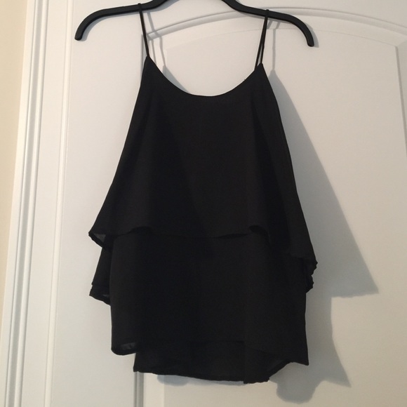 Black ruffled tank