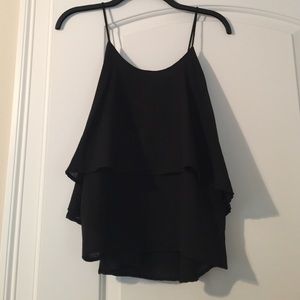 Black ruffled tank