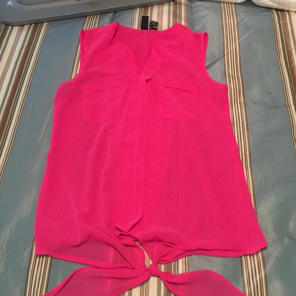 Hot pink sleeveless blouse