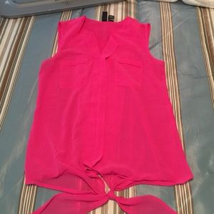 Hot pink sleeveless blouse