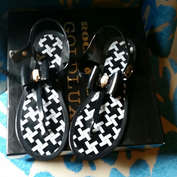 Black darling bow tie Jelly Sandals