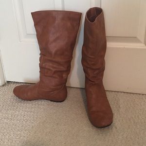 Leather, shin high boots