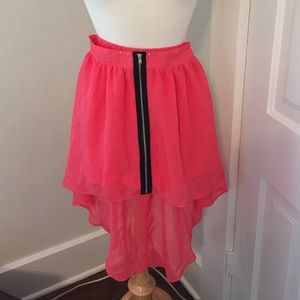 Pink, high-low skirt