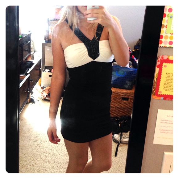 Trixxi Dresses & Skirts - black&white homecoming/formal dress w rhinestones