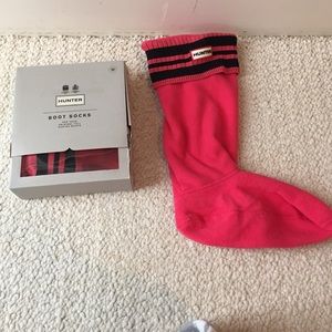 Tall, pink hunter book socks