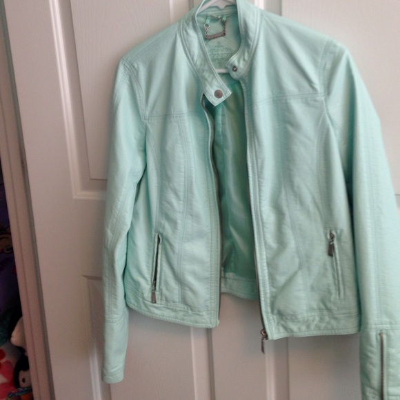 Jou Jou Jackets & Blazers - mint green leather jacket