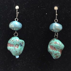 Turquoise/brown shimmer rock earrings