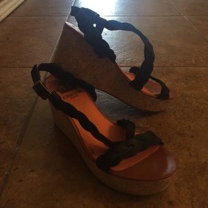 Crown bintage black cork wedges!