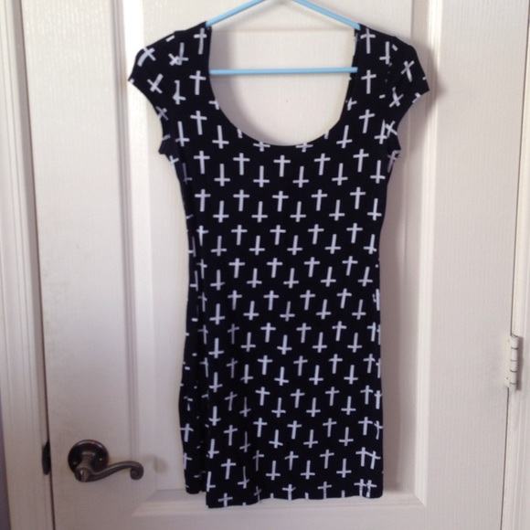 black bodycon dress with white crosses!